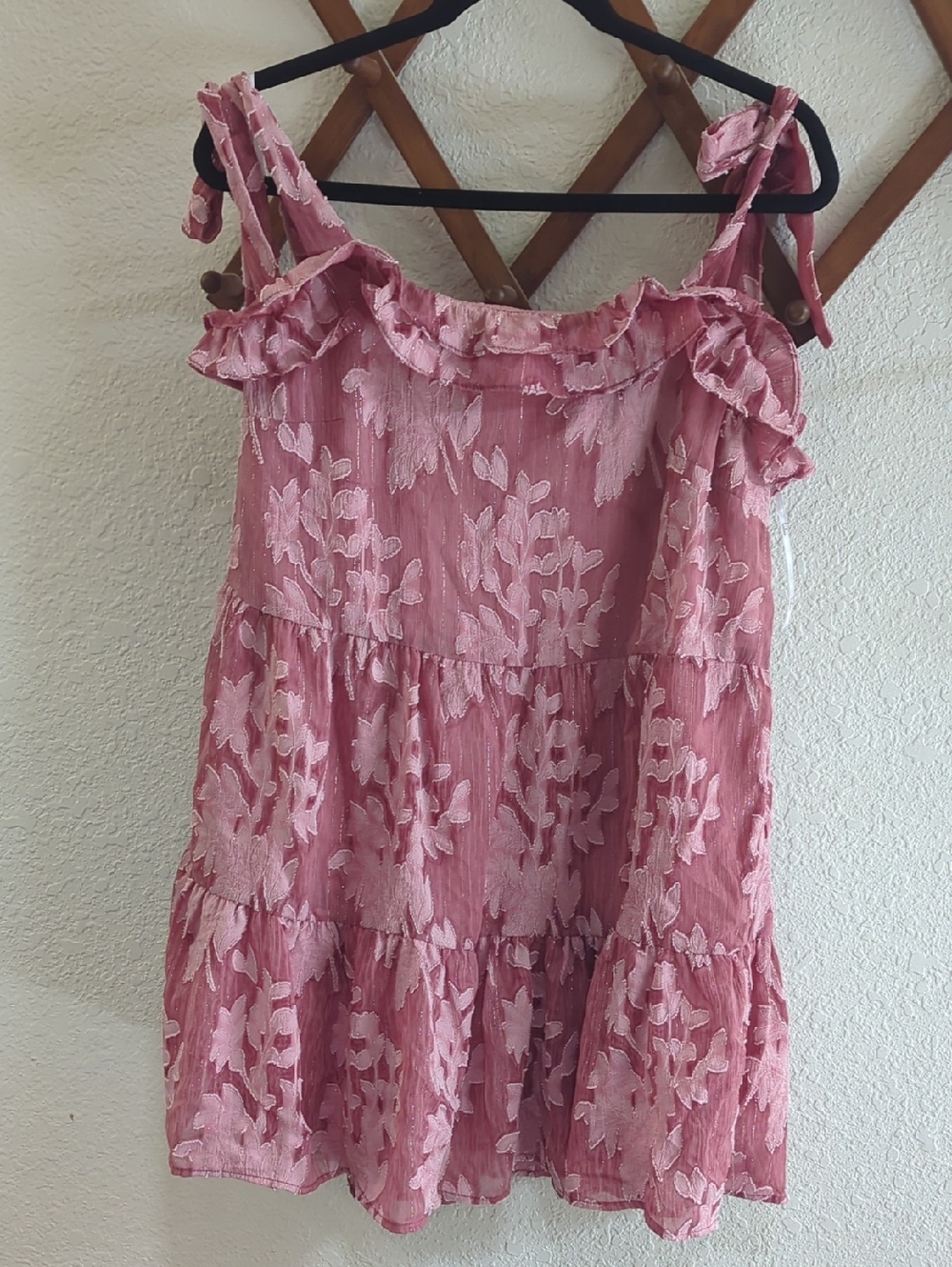 Lulu's Pink Floral Ruffle Tiered Casual Dress